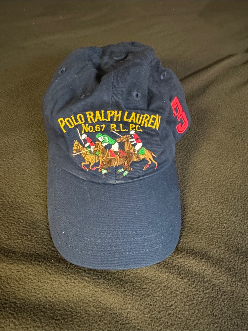 Polo by Ralph Lauren Navy Embroidered Polo Players Cap with Red '3'